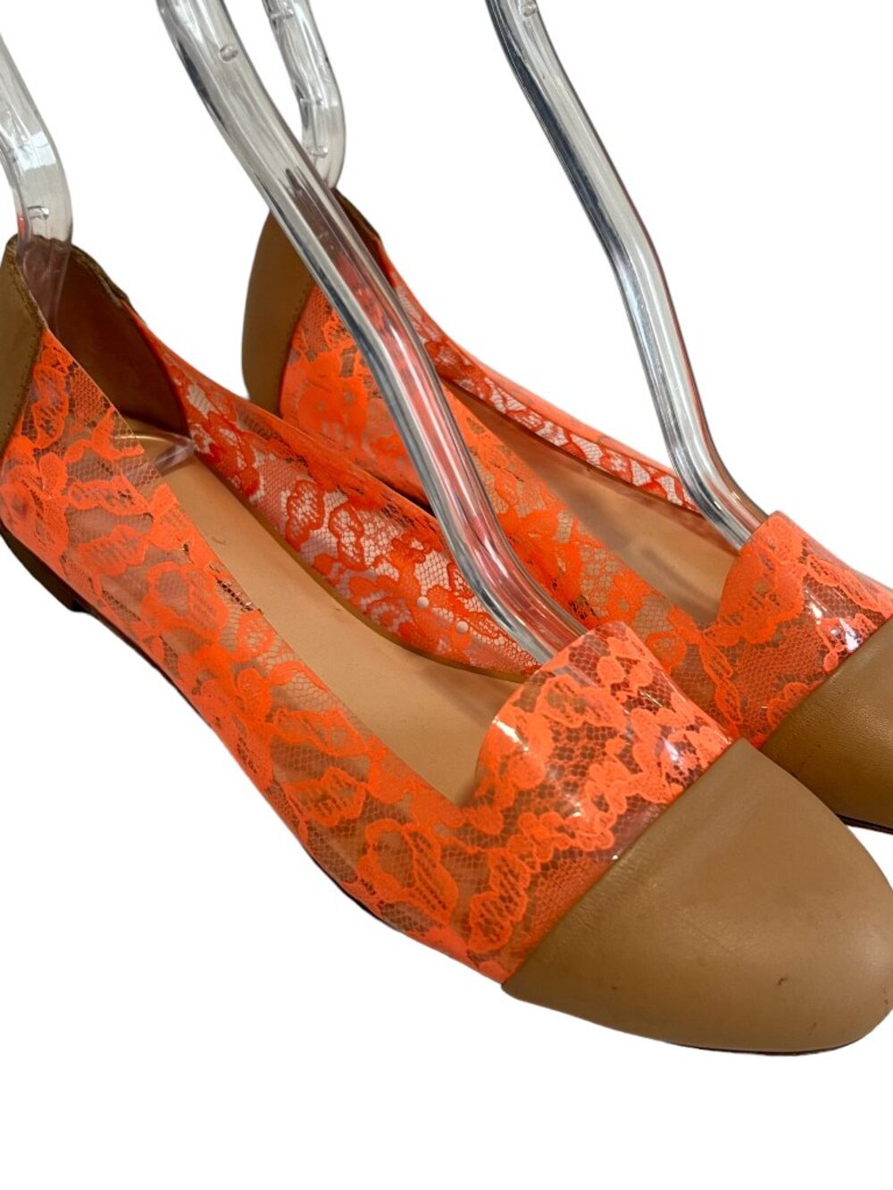 Loeffler Randall flats Beckett PVC clear orange plastic lace size 7.5 ballet